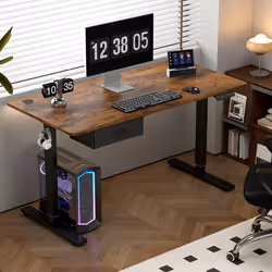 Easton Height Adjustable Electric Desk USB Charger - BROWN, 140CM