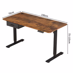 Easton Height Adjustable Electric Desk USB Charger - BROWN, 140CM