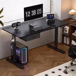 Easton Height Adjustable Electric Desk USB Charger - BLACK, 140CM