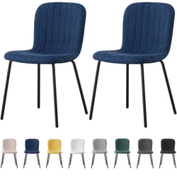 2/4/6Pcs Fabric Dining Chair with Metal Legs Bella - SET OF 2, BLUE