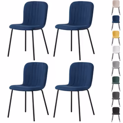 2/4/6Pcs Fabric Dining Chair with Metal Legs Bella - SET OF 4, BLUE
