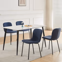 2/4/6Pcs Fabric Dining Chair with Metal Legs Bella - SET OF 4, BLUE
