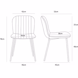 2/4/6Pcs Fabric Dining Chair with Metal Legs Bella - SET OF 4, BLUE