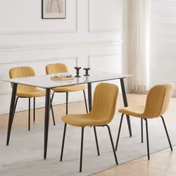 2/4/6Pcs Fabric Dining Chair with Metal Legs Bella - SET OF 4, YELLOW