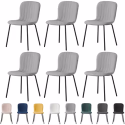 2/4/6Pcs Fabric Dining Chair with Metal Legs Bella - SET OF 6, LIGHT GREY