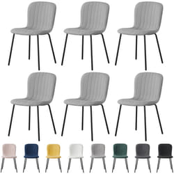 2/4/6Pcs Fabric Dining Chair with Metal Legs Bella - SET OF 6, LIGHT GREY