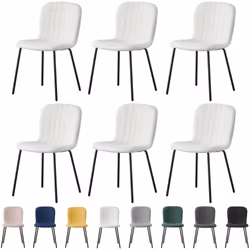 2/4/6Pcs Fabric Dining Chair with Metal Legs Bella - SET OF 6, BEIGE