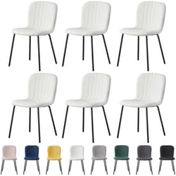 2/4/6Pcs Fabric Dining Chair with Metal Legs Bella - SET OF 6, BEIGE