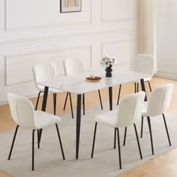 2/4/6Pcs Fabric Dining Chair with Metal Legs Bella - SET OF 6, BEIGE