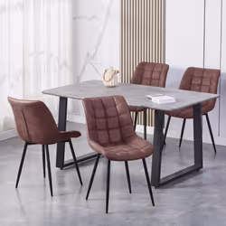 2Pcs Faux Matte Suede Leather Dining Chairs Alba - BROWN