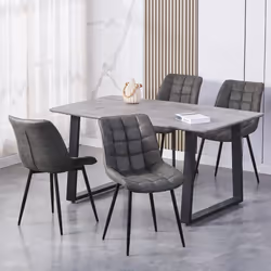 2Pcs Faux Matte Suede Leather Dining Chairs Alba - GREY
