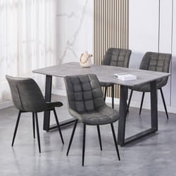 2Pcs Faux Matte Suede Leather Dining Chairs Alba - GREY