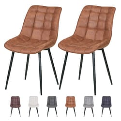 2Pcs Faux Matte Suede Leather Dining Chairs Alba - TAN