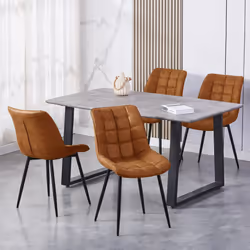 2Pcs Faux Matte Suede Leather Dining Chairs Alba - TAN