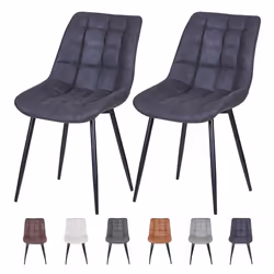 2Pcs Faux Matte Suede Leather Dining Chairs Alba - SLATE