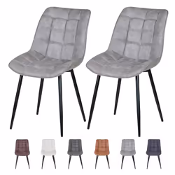 2Pcs Faux Matte Suede Leather Dining Chairs Alba - LIGHT GREY