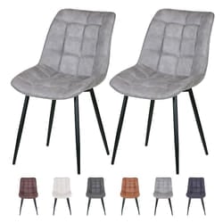 2Pcs Faux Matte Suede Leather Dining Chairs Alba - LIGHT GREY