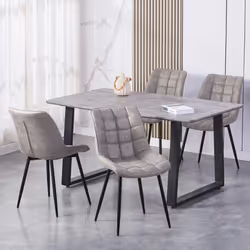 2Pcs Faux Matte Suede Leather Dining Chairs Alba - LIGHT GREY