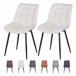 2Pcs Faux Matte Suede Leather Dining Chairs Alba - BEIGE