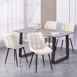 2Pcs Faux Matte Suede Leather Dining Chairs Alba - BEIGE