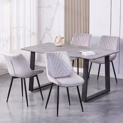Set of 2 Velvet Chairs Padded Seat Metal Legs ELLE - LIGHT GREY