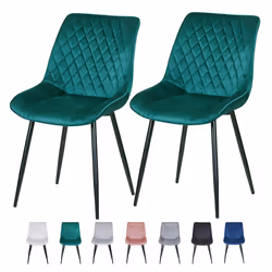 Set of 2 Velvet Chairs Padded Seat Metal Legs ELLE - GREEN