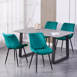 Set of 2 Velvet Chairs Padded Seat Metal Legs ELLE - GREEN