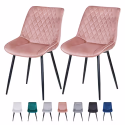 Set of 2 Velvet Chairs Padded Seat Metal Legs ELLE - PINK