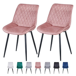 Set of 2 Velvet Chairs Padded Seat Metal Legs ELLE - PINK