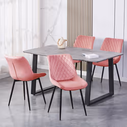 Set of 2 Velvet Chairs Padded Seat Metal Legs ELLE - PINK