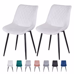 Set of 2 Velvet Chairs Padded Seat Metal Legs ELLE - BEIGE
