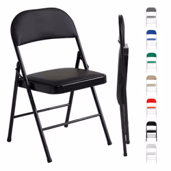 1/2/4/6 Faux Leather padded Foldable Chairs - PACK OF 1, BLACK