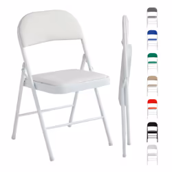 1/2/4/6 Faux Leather padded Foldable Chairs - PACK OF 1, WHITE