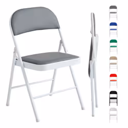 1/2/4/6 Faux Leather padded Foldable Chairs - PACK OF 1, GREY