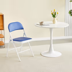 1/2/4/6 Faux Leather padded Foldable Chairs - PACK OF 1, BLUE