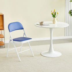 1/2/4/6 Faux Leather padded Foldable Chairs - PACK OF 1, BLUE