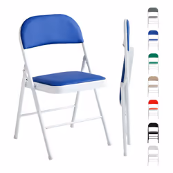 1/2/4/6 Faux Leather padded Foldable Chairs - PACK OF 1, BLUE