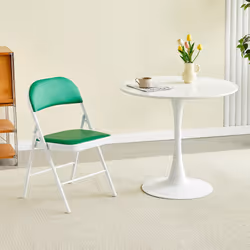 1/2/4/6 Faux Leather padded Foldable Chairs - PACK OF 1, GREEN