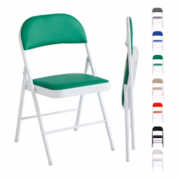 1/2/4/6 Faux Leather padded Foldable Chairs - PACK OF 1, GREEN