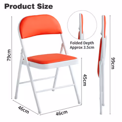 1/2/4/6 Faux Leather padded Foldable Chairs - PACK OF 1, RED
