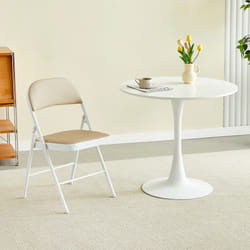1/2/4/6 Faux Leather padded Foldable Chairs - PACK OF 1, BEIGE