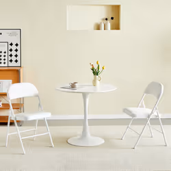 1/2/4/6 Faux Leather padded Foldable Chairs - PACK OF 2, WHITE