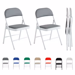 1/2/4/6 Faux Leather padded Foldable Chairs - PACK OF 2, GREY