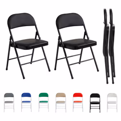 1/2/4/6 Faux Leather padded Foldable Chairs - PACK OF 2, BLACK