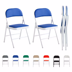 1/2/4/6 Faux Leather padded Foldable Chairs - PACK OF 2, BLUE
