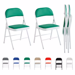 1/2/4/6 Faux Leather padded Foldable Chairs - PACK OF 2, GREEN