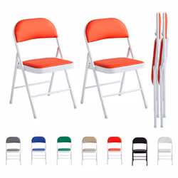 1/2/4/6 Faux Leather padded Foldable Chairs - PACK OF 2, RED
