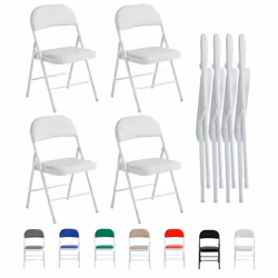 1/2/4/6 Faux Leather padded Foldable Chairs - PACK OF 4, WHITE