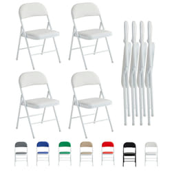 1/2/4/6 Faux Leather padded Foldable Chairs - PACK OF 4, WHITE
