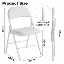 1/2/4/6 Faux Leather padded Foldable Chairs - PACK OF 4, WHITE